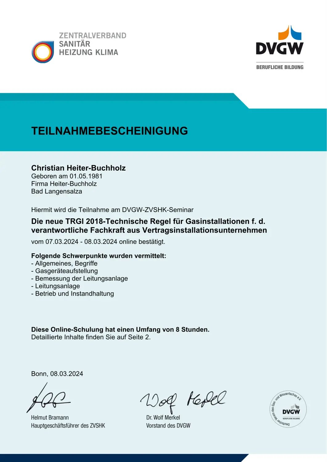 Zertifikate des Energieversorgungs-Service