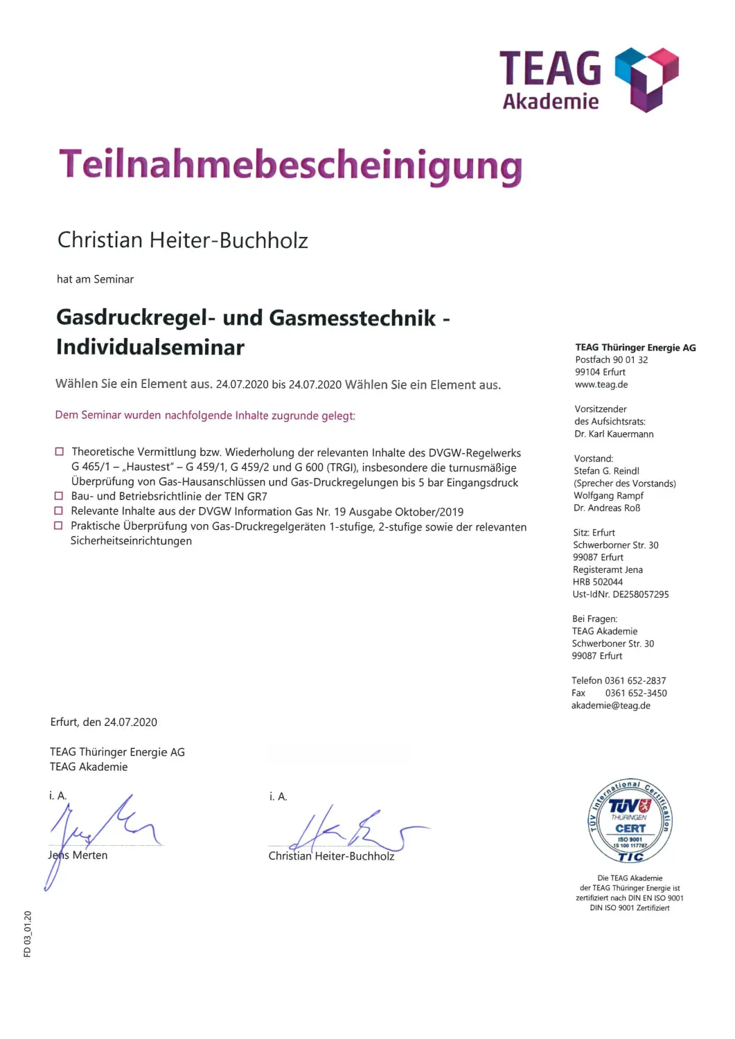 Zertifikate des Energieversorgungs-Service
